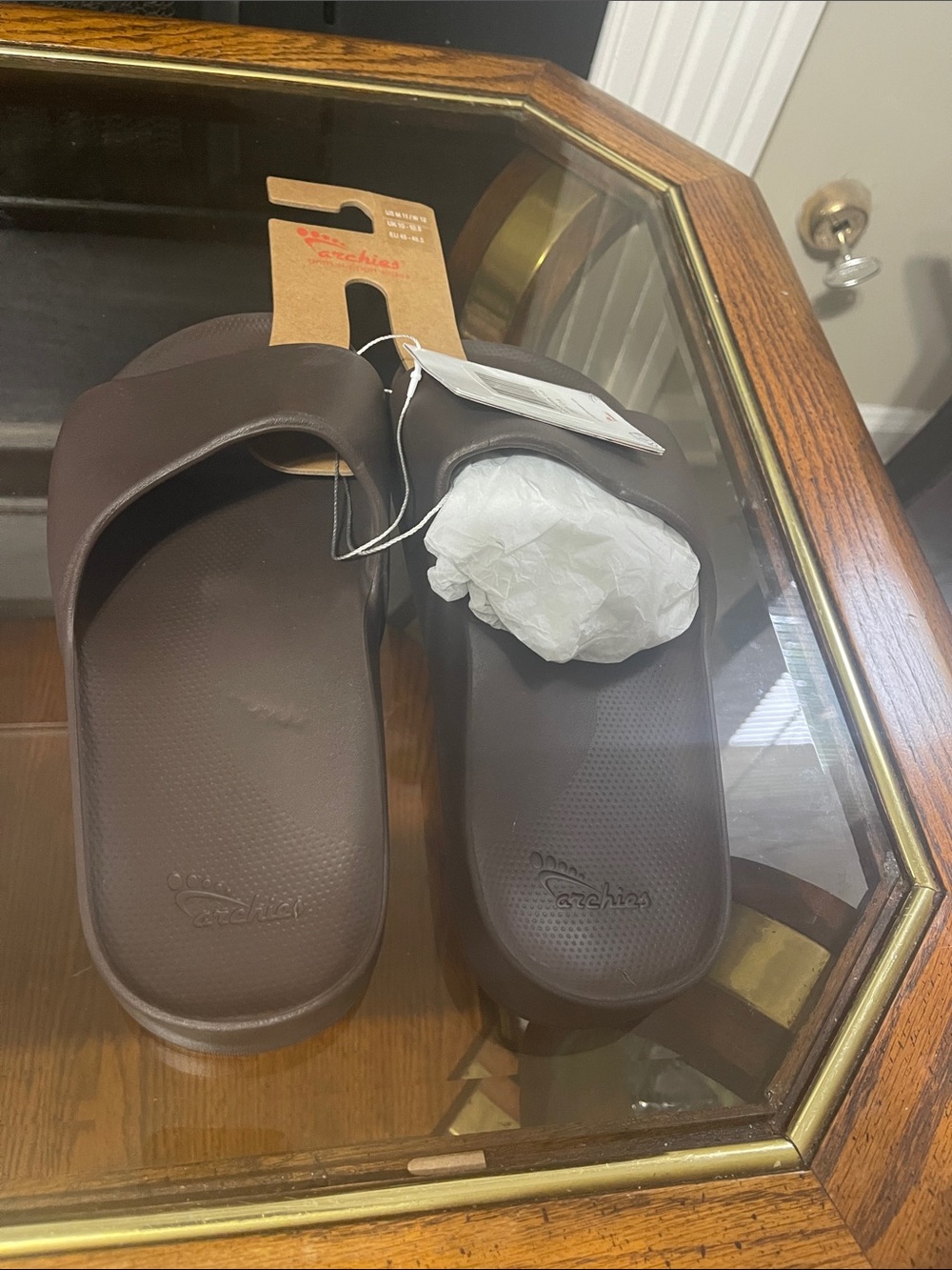 Aetrex Men's Brown Slide Sandals - Cushioned Slip-On Comfort